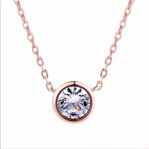 Rose Gold Diamond Solitaire Dainty Necklace